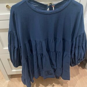 Women's Navy Blue Tiered Top